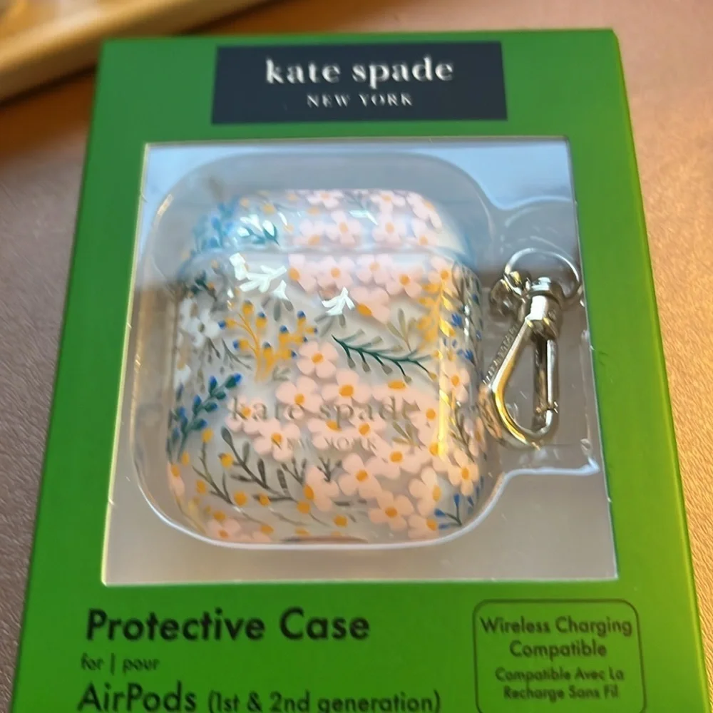 Kate Spade New York Floral Apple AirPods Case with Clip::1st & 2nd Generation